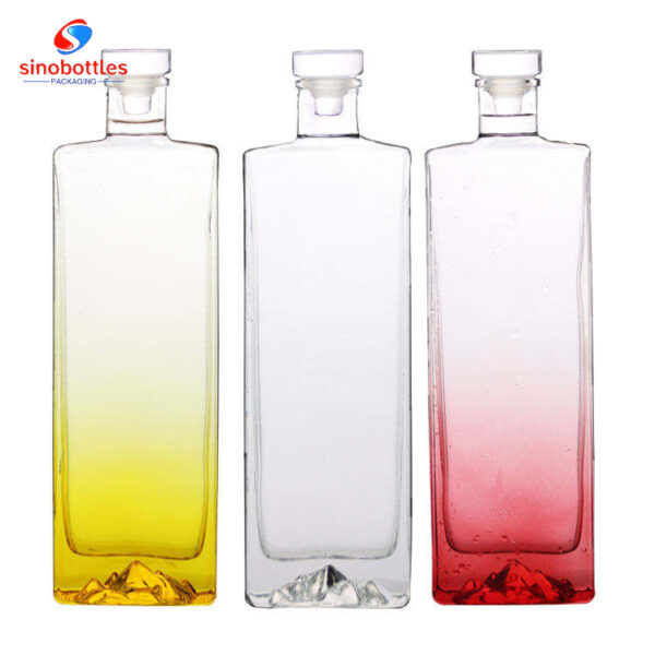 500ml /750ml square shape mountain frame base glass bottle