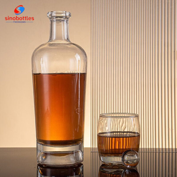 750ml bar top round glass tequila bottle wholesale