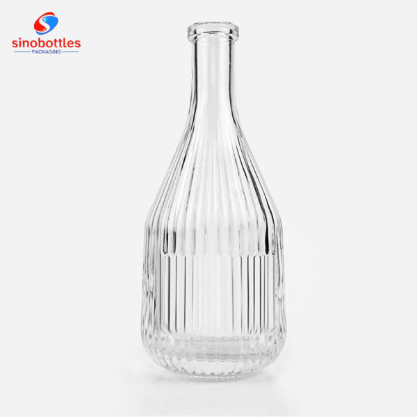 750ml Round glass bottle engraved stripes