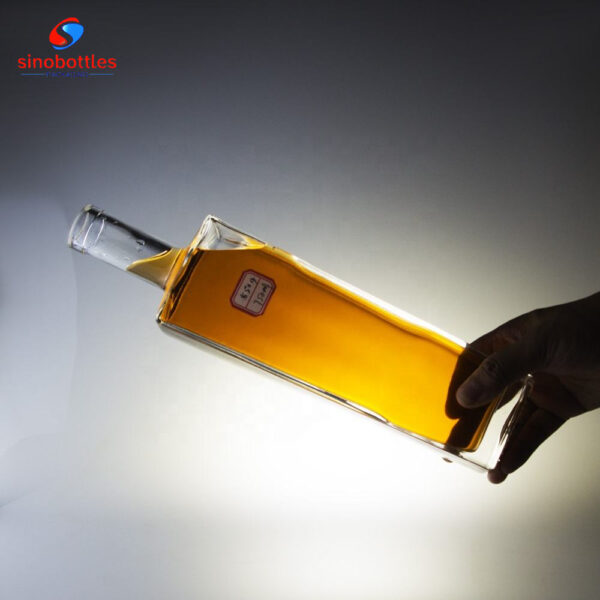 750ml bar top Square thick base glass liquor bottle