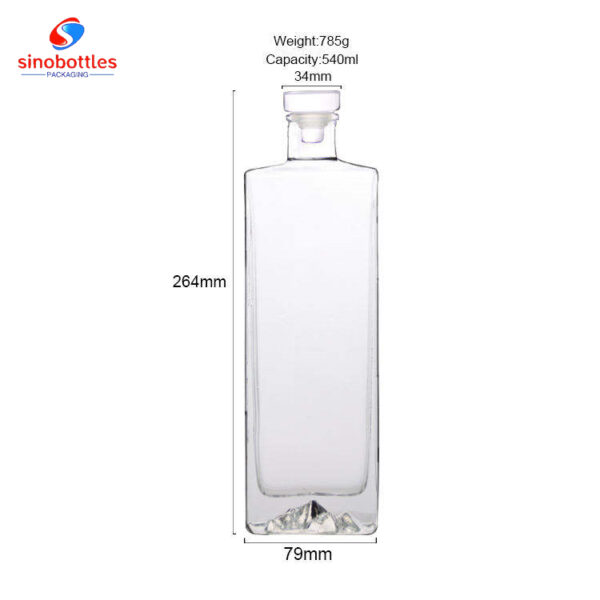 500ml /750ml square shape mountain frame base glass bottle