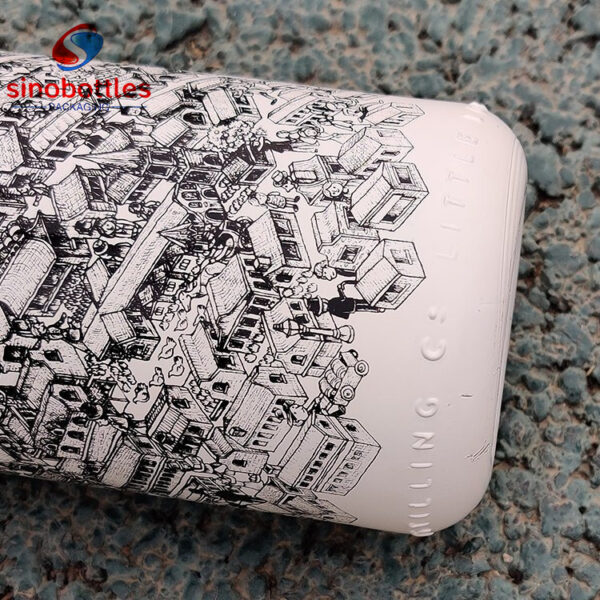 White spraying and screen printing glass bottle design