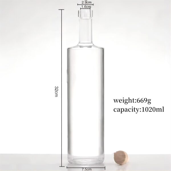 1000ml 680g flat shoulder round bottle