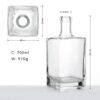 700ml 980g Square glass bottle bar top for vodka rum