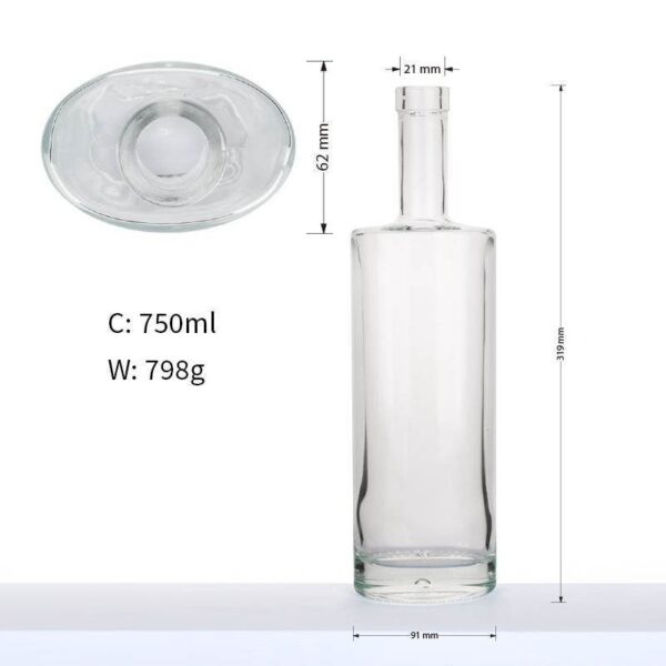 750ml 800g St. Louis Oval Liquor Vodka glass bottle