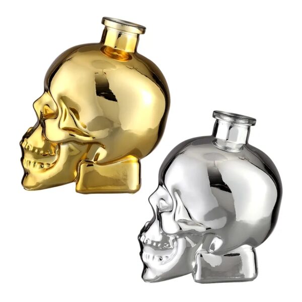 Factory Skull Head Vodka Bottle Electroplated Chrome bottle
