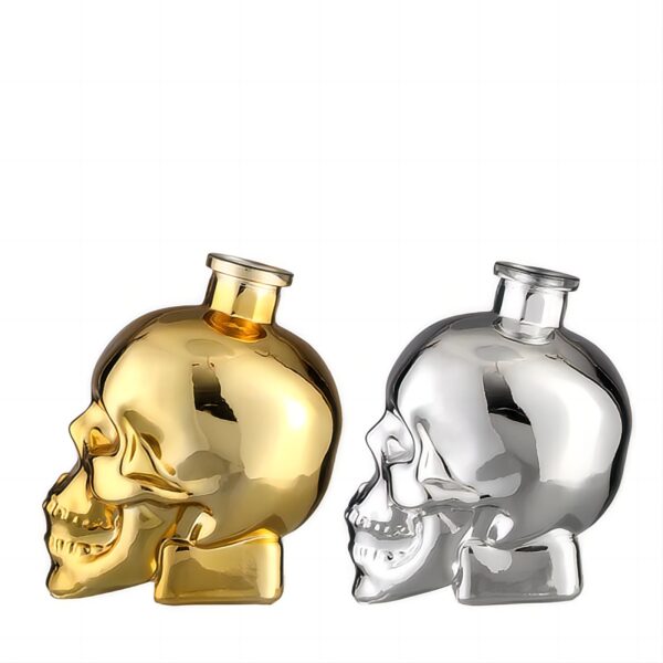 Factory Skull Head Vodka Bottle Electroplated Chrome bottle