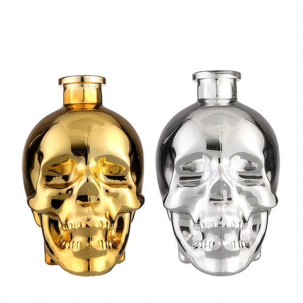 Factory Skull Head Vodka Bottle Electroplated Chrome bottle