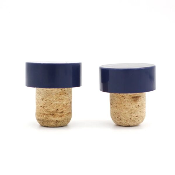 Laser logo on cork top with plastic or metal cover
