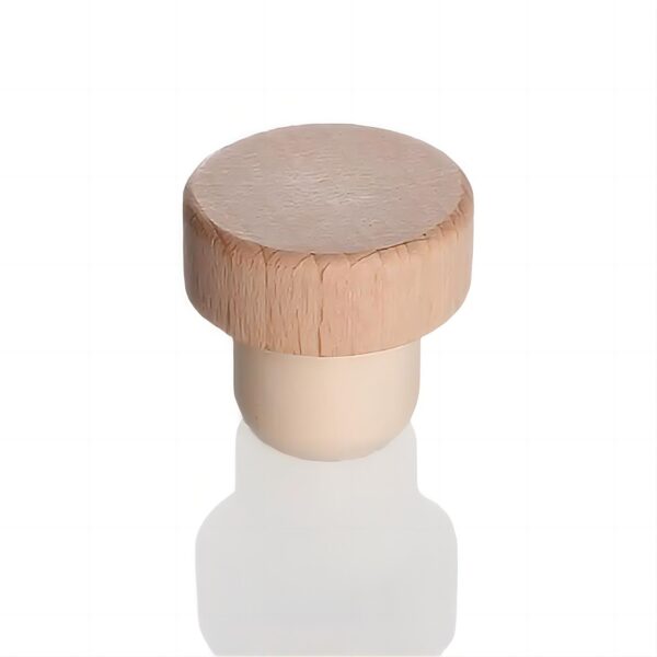 Custom Round wooden top 18.5mm T bar stoppers for Whiskey bottles