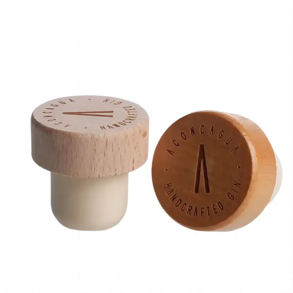custom logo engraved wooden top synthetic corks