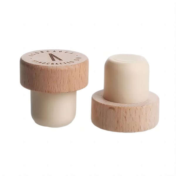 custom logo engraved wooden top synthetic corks