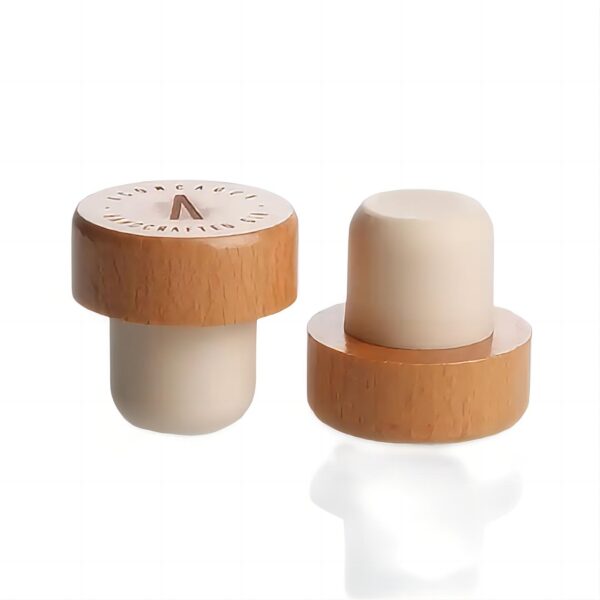 custom logo engraved wooden top synthetic corks