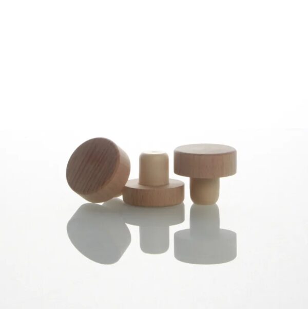 Custom Round wooden top 18.5mm T bar stoppers for Whiskey bottles