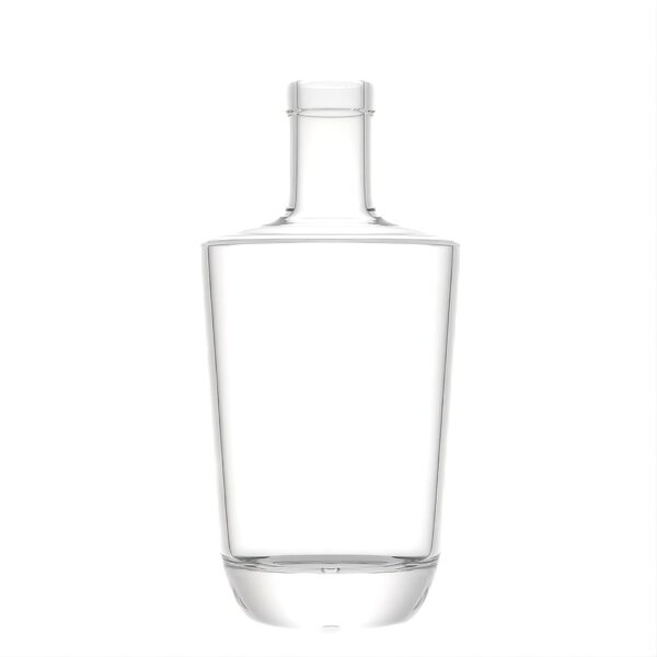 700ml 800g thickness bottom flat shoulder glass liquor bottle with cork stopper