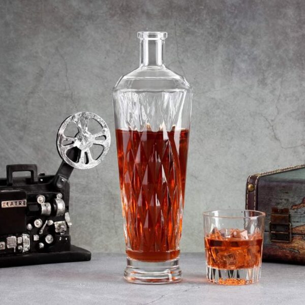 700ml premium engraved diamond cut crystal glass bottle