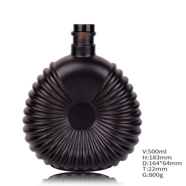 500ml 800g Spraying matte black spirit bottle free samples available