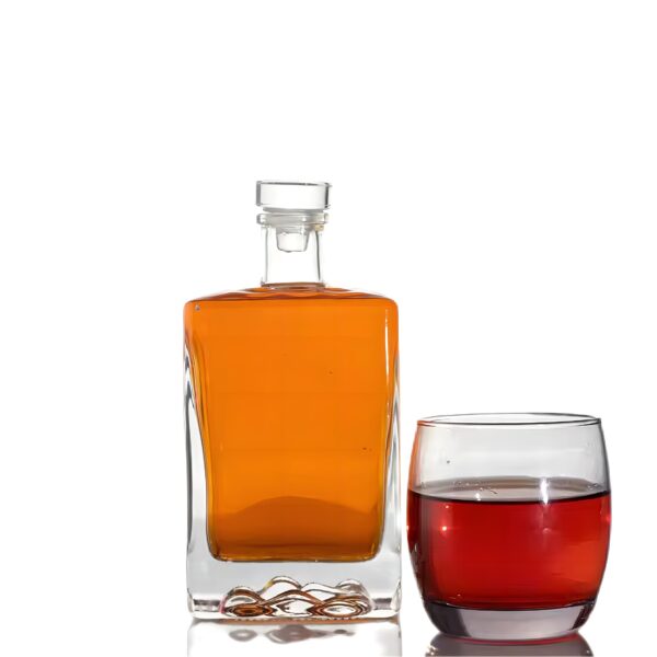 500ml embossed bottom design square vodka bottle free samples available