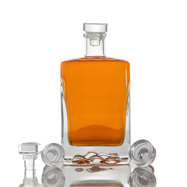500ml embossed bottom design square vodka bottle free samples available