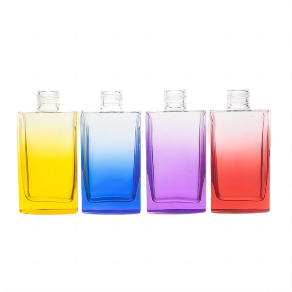 Cosmetic 100 ml Green Colored Square Lotion Cream Bottles Glass Perfume Diffuser Bottle with Metal Cap