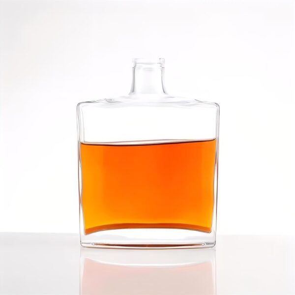 700ml Wholesale luxury square flat glass whisky bottle brandy bottle